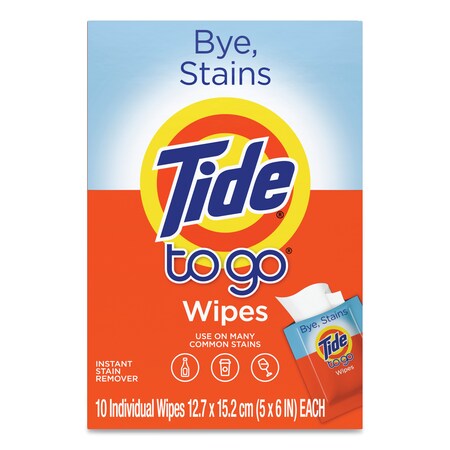 Tide To Go Instant Stain Remover Wipes, 6 x 5, Scented, PK10 49089BX